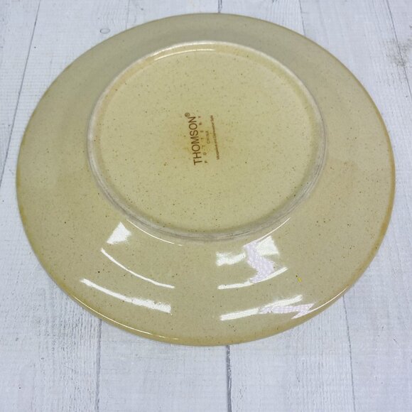 Thomson Pottery Green Swirl Speckle Brown Stoneware Dinner Plate Set of 4 - Picture 5 of 15